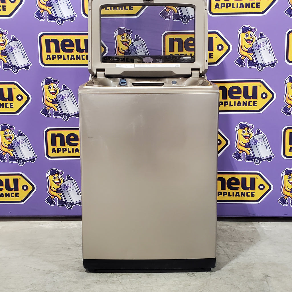 Pictures of Samsung 5.0 cu. ft. High Efficiency Top Load Washer with Active WaterJet in Champagne 1CR04086 - WA50T5300AC - Certified Refurbished - Neu Appliance Outlet - Discount Appliance Outlet in Austin, Tx