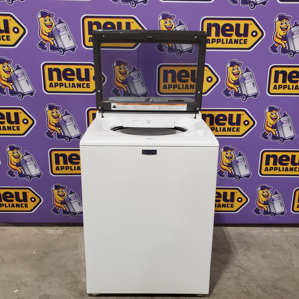 Pictures of Maytag Top Load 4.8 cu ft Washer with Deep Fill and Slow-Close Glass Lid MVW6200KW - Scratch & Dent (Minor) and Maytag 7.0 cu ft Electric Dryer with Moisture Sensing and Quick Dry Cycle 30132SD82 - MED6200KW - Scratch & Dent (Minor) - Neu Appliance Outlet - Discount Appliance Outlet in Austin, Tx