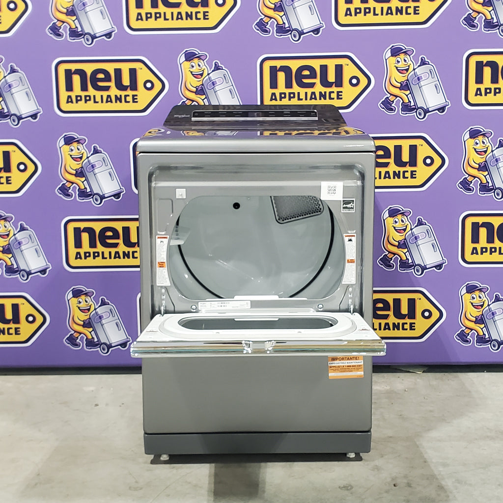 Pictures of Whirlpool Chrome Shadow 5.2 - 5.3 cu. ft. ENERGY STAR Top Load Washer with 2 in 1 Removable Agitator and Load & Go™ dispenser WTW8127LC and 7.4 cu. ft. Top Load Electric Dryer with Advanced Moisture Sensing WED8127LC - Scratch & Dent - Minor - Neu Appliance Outlet - Discount Appliance Outlet in Austin, Tx