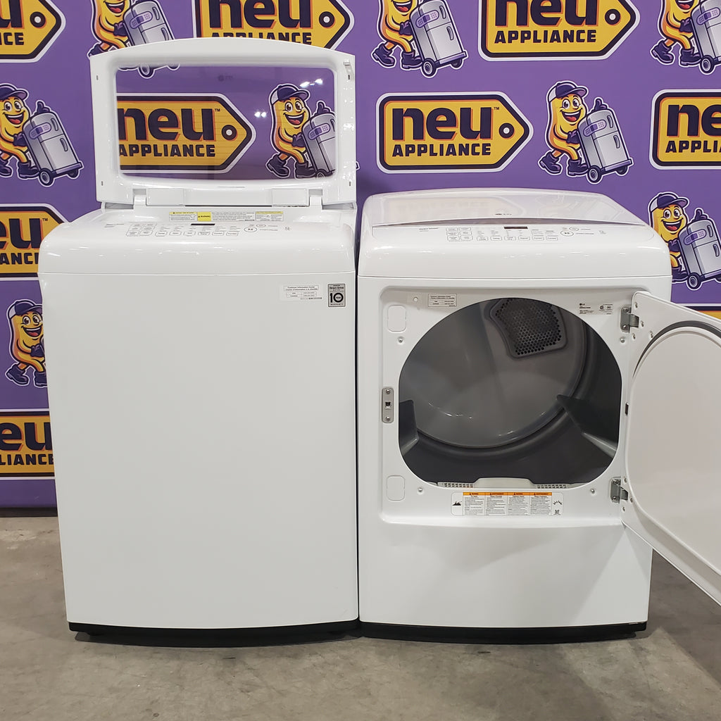 Pictures of LG 4.5 cu. ft. Ultra Large Capacity Top Load Washer with Front Control Design WT1501CW - Scratch & Dent (Moderate) and LG 7.3 cu. ft. Ultra Large Capacity High Efficiency Front Control Dryer 16112 - DLE1501W - Scratch & Dent (Moderate) - Neu Appliance Outlet - Discount Appliance Outlet in Austin, Tx