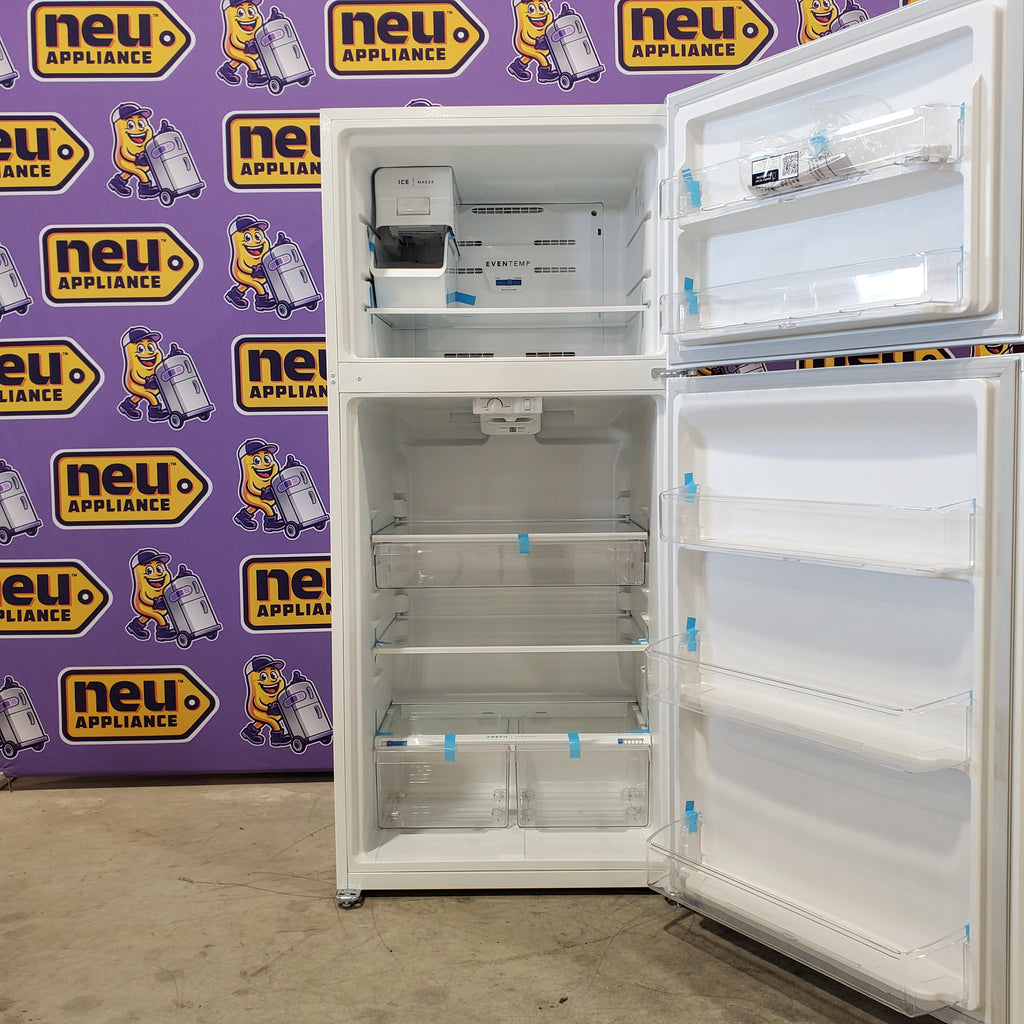 Pictures of Frigidaire White 20 Cu. Ft. Garage Ready Top Freezer Refrigerator With Ice Maker Installed FFTR2045VW - Scratch & Dent - Minor - Neu Appliance Outlet - Discount Appliance Outlet in Austin, Tx