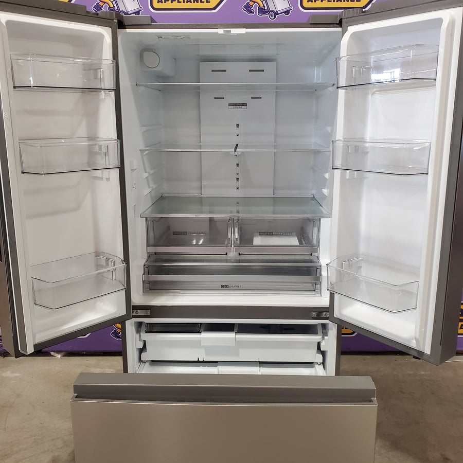Whirlpool 31 cu. ft. Standard Depth French Door Refrigerator in Fingerprint Resist Stainless Finish w/ Interior Dispenser WRFF3336SZ - Scratch & Dent (Moderate)