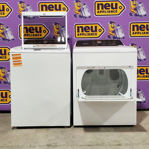 Whirlpool 4.6 Cu. Ft. Top Load Impeller Washer with Built-in Faucet WTW5020SW  - Scratch & Dent (Minor) and Whirlpool 7.0 cu. ft. Electric Dryer with Hamper Door 16030 - WED5010LW - Open Box
