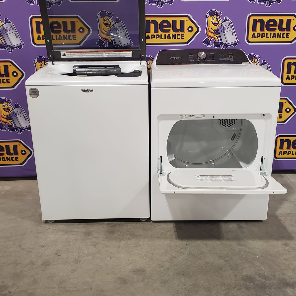 Pictures of Whirlpool High Efficiency Agitator Large Top-Load Washer in White WTW5105HW - Scratch & Dent (Minor) and Whirlpool 7.0 cu. ft. Electric Dryer with Hamper Door 16118 - WED5010LW - Open Box - Neu Appliance Outlet - Discount Appliance Outlet in Austin, Tx