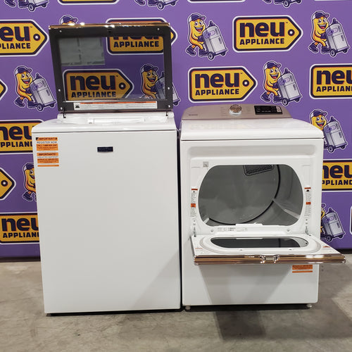 Maytag 5.3 cu. ft. Smart Top Load Washer with Extra Power 16066 - MVW7232HW3 - Scratch & Dent (Minor) and Maytag Smart 7.4 cu. ft. Electric Dryer with Extra Power and Advanced Moisture Sensing MED6230HW - Scratch & Dent (Minor)