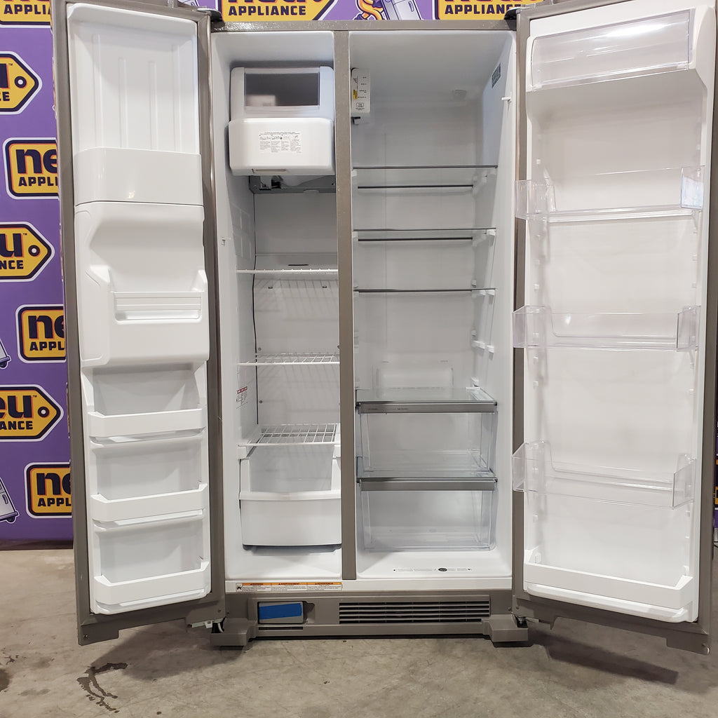 Whirlpool 24 cu ft Capacity Side By Side Refrigerator with Ice and Water Dispenser in Fingerprint Resistant Stainless Steel 3SD719 - WRS315SDHZ - Open Box