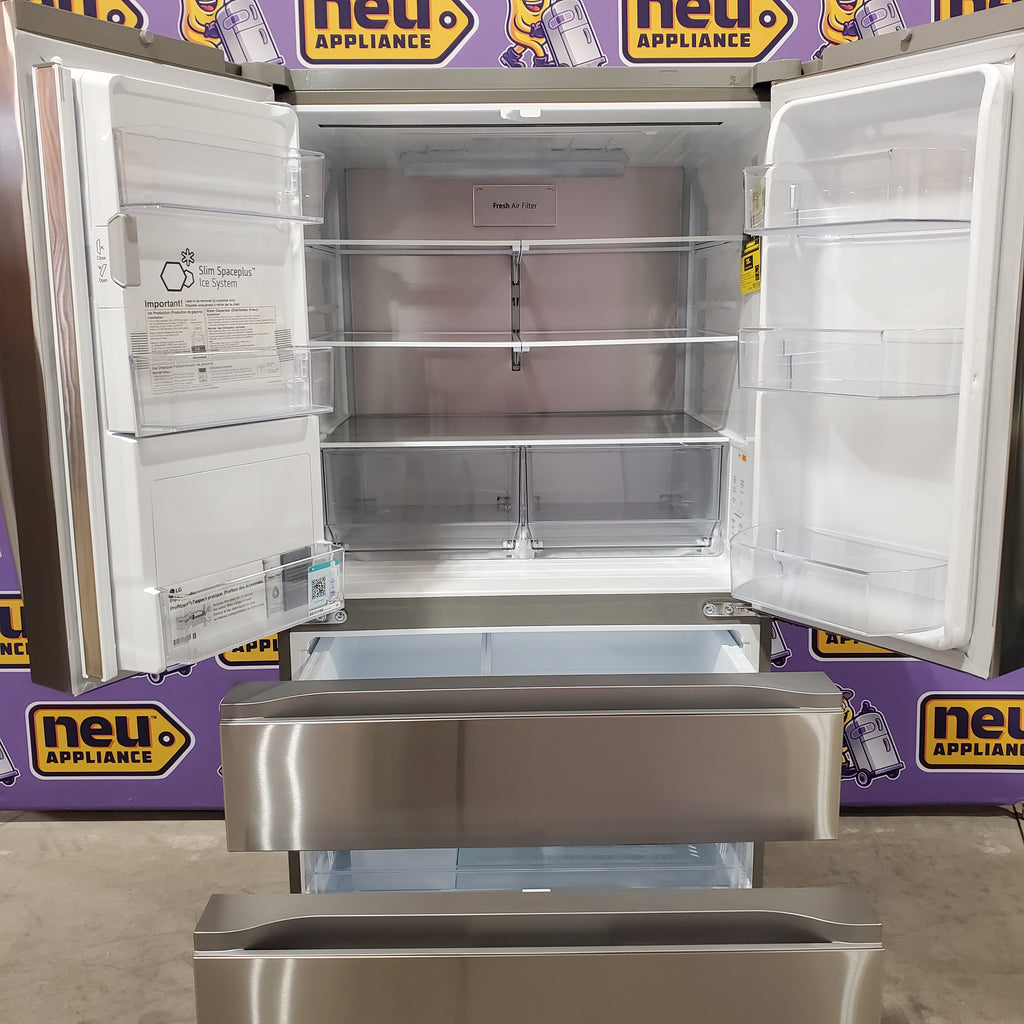 LG 29 cu. ft. Smart Standard-Depth MAX™ 4-Door French Door Refrigerator with Full-Convert Drawer™ in Print Proof Stainless Steel 22131SD89 - LF29H8330S - Scratch & Dent (Minor)