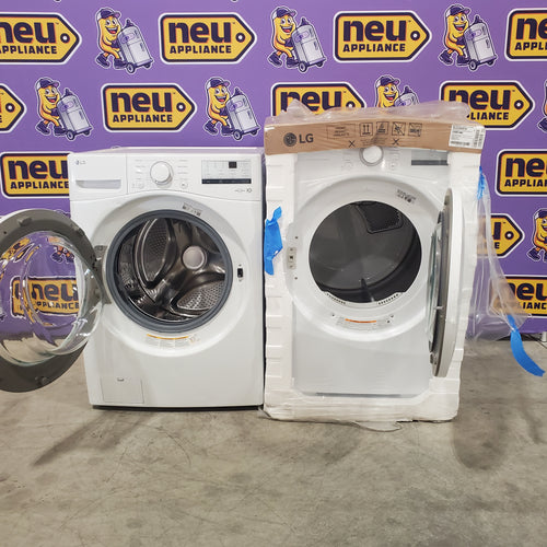 LG Ultra Large Capacity Front Load 4.5 Cu. Ft. Washer in White with ColdWash Technology WM3400CW - Scratch and Dent (Minor) and LG 7.4 cu. ft. Large Capacity Electric Dryer in White DLE3400W - New in Box