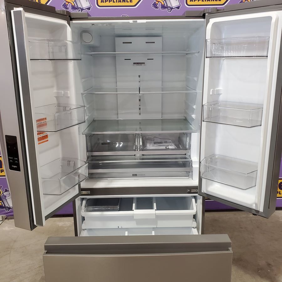 Whirlpool French Door 31 Cu. Ft. Refrigerator with Total Coverage Cooling in Fingerprint Resistant Stainless Steel WRFF3136SZ - Scratch & Dent (Major)