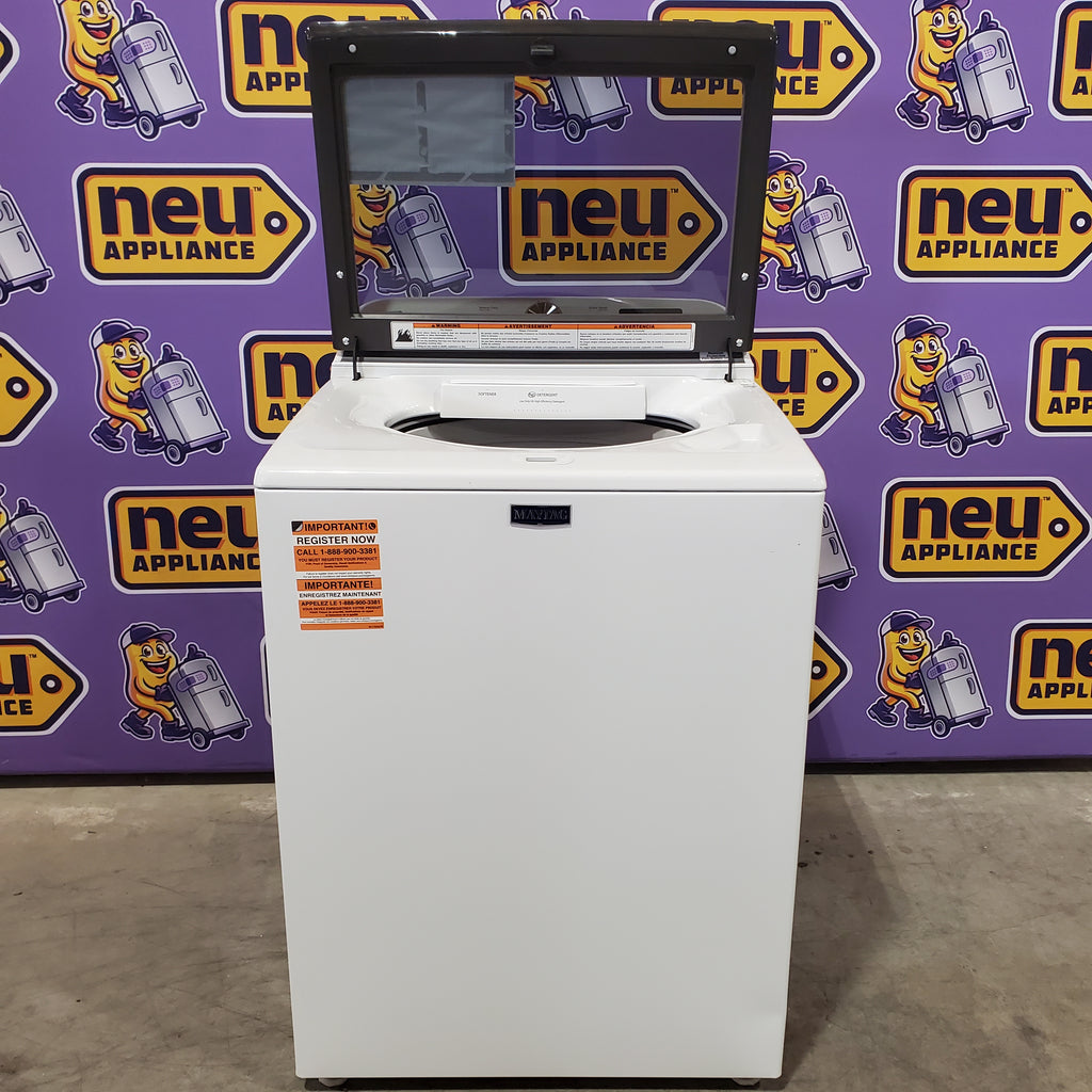 Pictures of Maytag Top Load 4.8 cu ft Washer with Deep Fill and Slow-Close Glass Lid MVW6200KW - Scratch & Dent (Moderate) and Maytag 7.0 cu. ft Top Load Gas Dryer with Moisture Sensing 16199 - MGD6200KW - Scratch and Dent (Moderate) - Neu Appliance Outlet - Discount Appliance Outlet in Austin, Tx