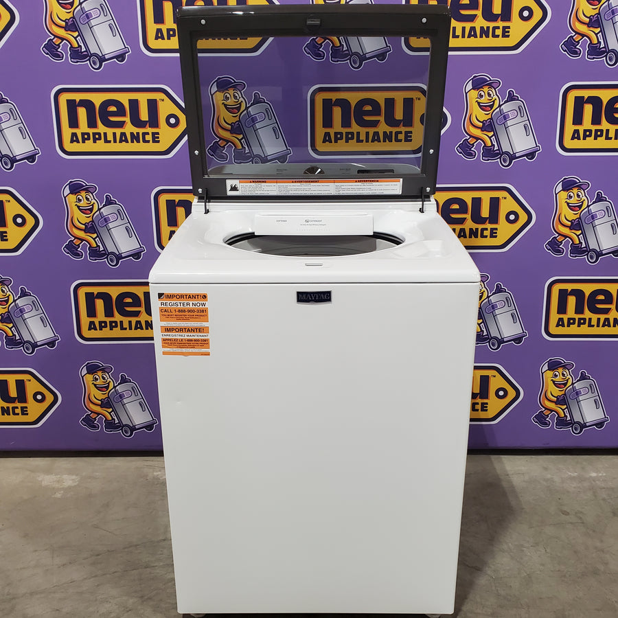 Maytag Top Load 4.8 cu ft Washer with Deep Fill and Slow-Close Glass Lid MVW6200KW - Scratch & Dent (Minor) and Maytag 7.0 cu ft Electric Dryer with Moisture Sensing and Quick Dry Cycle 16244 - MED6200KW - Scratch & Dent (Minor)