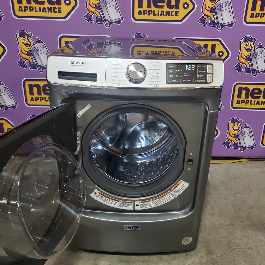 Maytag 5.0 cu. ft. Smart Front Load Washer with Extra Power and 24-Hr Fresh Hold® Option MHW8630HC - Scratch & Dent (Minor) and Maytag 7.3-cu ft Stackable Vented Electric Dryer Energy Star Certified MED5630HC - Scratch & Dent (Minor)
