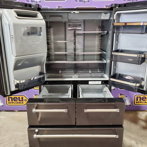 Pictures of KitchenAid Standard-Depth 25.8-cu ft 5-Door with Ice Maker in Black Stainless Steel with PRINTSHIELD Finish 31134SD225 - KRMF706EBS - Scratch & Dent (Minor) - Neu Appliance Outlet - Discount Appliance Outlet in Austin, Tx