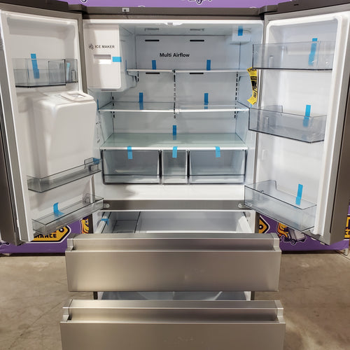 Hisense PureFlat 25.6-cu ft 4-Door Smart French Door ENERGY STAR Refrigerator in Stainless Steel with Ice Maker, Water and Ice Dispenser 22131SD103 - HRM260N6TSE - Scratch & Dent (Minor)
