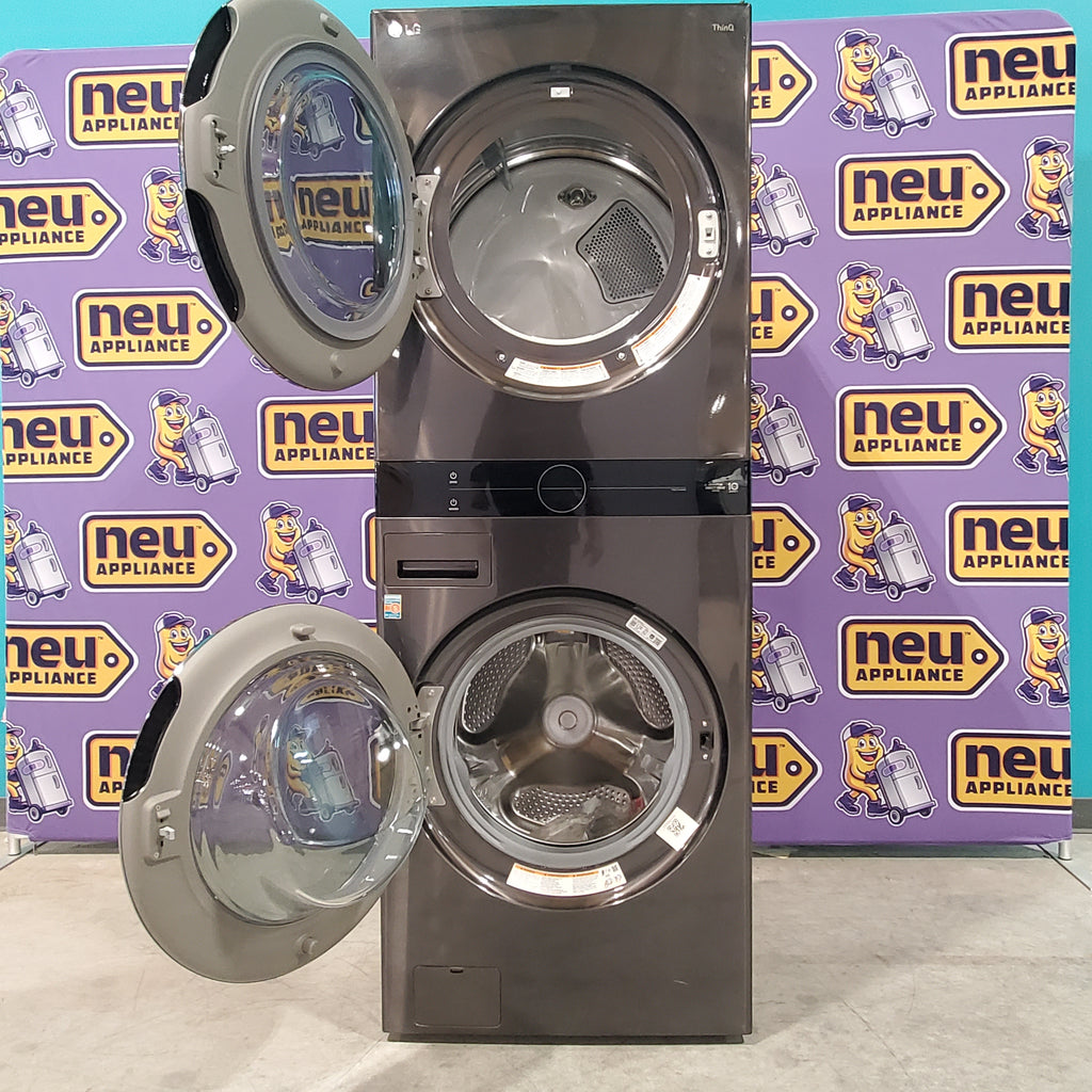 Pictures of Black Steel ENERGY STAR LG WashTower Stacked Laundry Center with 4.5 cu. ft. Washer and 7.4 cu. ft. Electric Dryer with Smart ThinQ Technology WKEX200HBA - Scratch & Dent - Minor - Neu Appliance Outlet - Discount Appliance Outlet in Austin, Tx