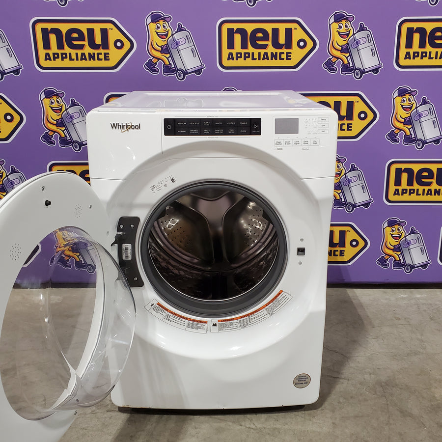 Whirlpool White Closet Depth Front Load 4.3 Cu. Ft. Washer with Intuitive Controls and Single Load Dispenser WFW560CHW - Scratch and Dent (Major)