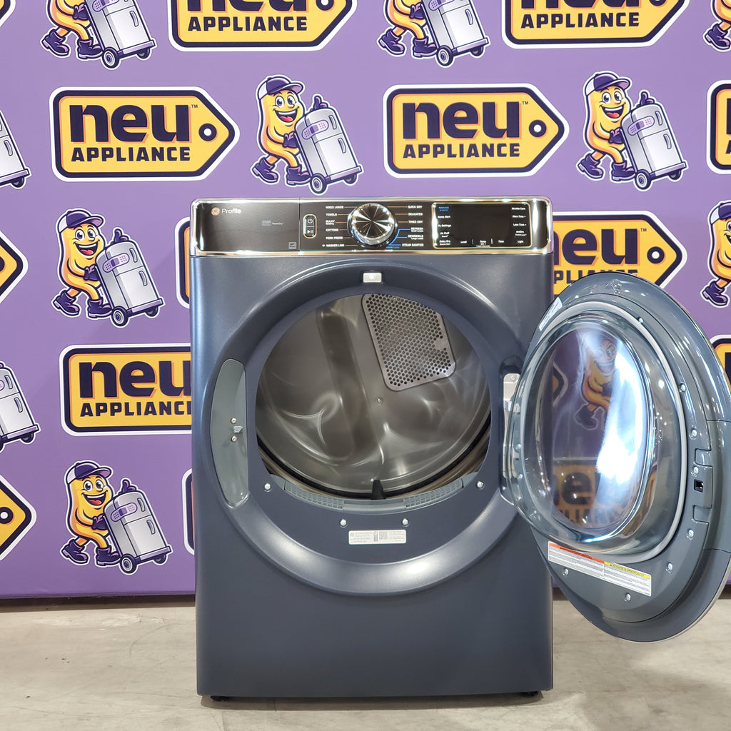 Pictures of GE Profile™ Sapphire Blue 5.3 cu. ft. Capacity Smart Front Load ENERGY STAR® Washer with UltraFresh™ Vent System+ with OdorBlock™ and GE Profile™ 7.8 cu. ft. Capacity Smart Front Load Electric Dryer with Steam and Sanitize Cycle - Open Box - Neu Appliance Outlet - Discount Appliance Outlet in Austin, Tx