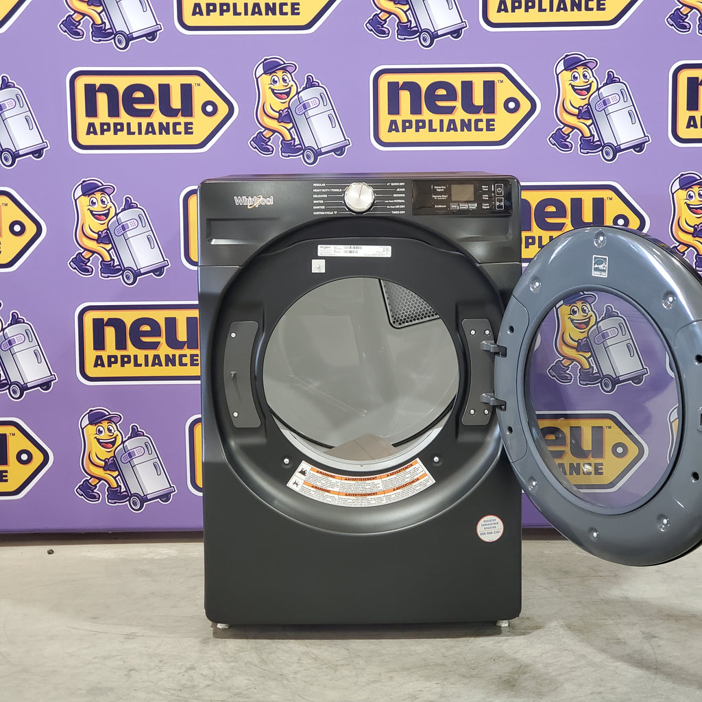 Pictures of Whirlpool 4.5 cu. ft. Smart Front Load ENERGY STAR® Washer with FreshFlow™ Vent System WFW5720RU - Scratch & Dent (Minor) and Whirlpool 7.4 cu. ft. Vented Front Load Electric Dryer in Volcano Black with Wrinkle Shield Option WED5720RU - Open Box - Neu Appliance Outlet - Discount Appliance Outlet in Austin, Tx