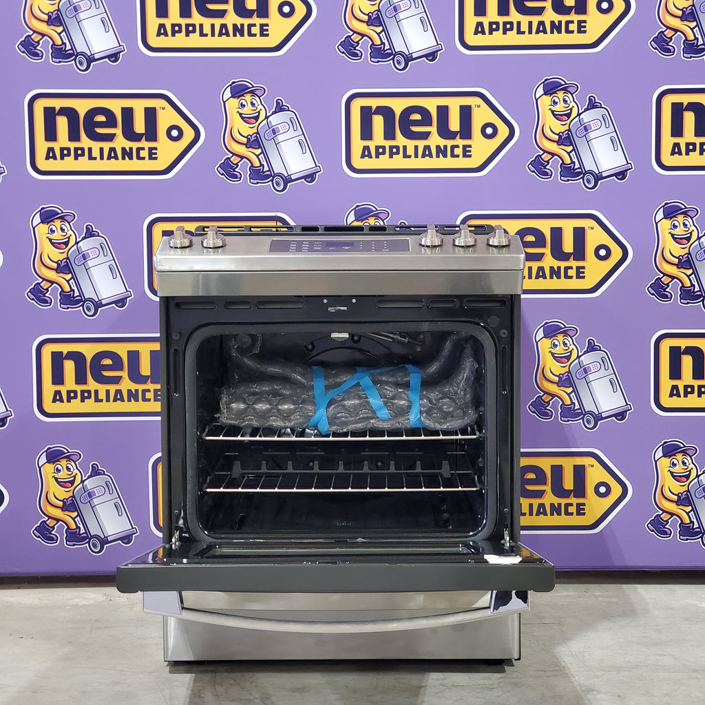 Pictures of GE® 30" Slide-In Front-Control Convection Gas Range with Built-in WiFi, Edge-to-Edge Cooktop, and No Preheat Air Fry JGS760SPSS - Scratch & Dent (Minor) - Neu Appliance Outlet - Discount Appliance Outlet in Austin, Tx