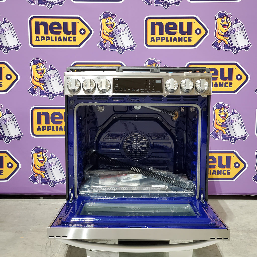 Pictures of LG 6.3 cu ft. Smart wi-fi Enabled ProBake Convection® InstaView® Gas Slide-In Range with Air Fry in Print Proof Stainless Steel - 3SD695 - LSGL6335F - Open Box - Neu Appliance Outlet - Discount Appliance Outlet in Austin, Tx