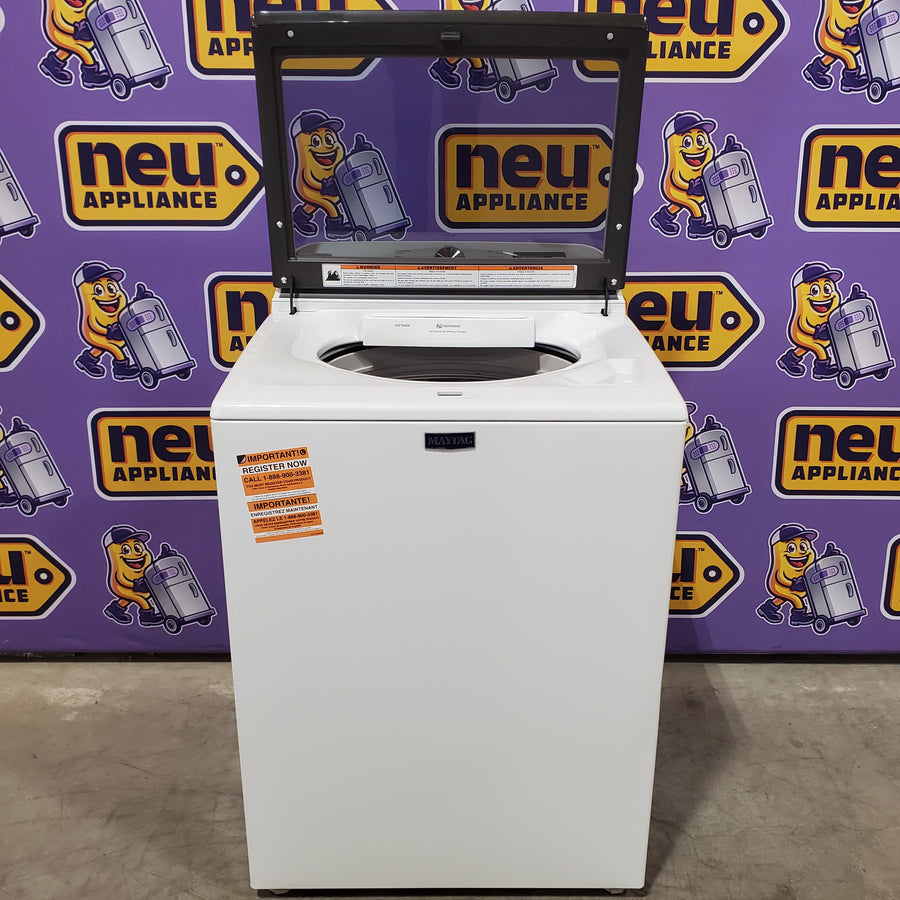 Maytag Top Load 4.8 cu ft Washer with Deep Fill and Slow-Close Glass Lid MVW6200KW - Scratch & Dent (Minor) and Maytag 7.0 cu ft Electric Dryer with Moisture Sensing and Quick Dry Cycle 16218 - MED6200KW - Open Box