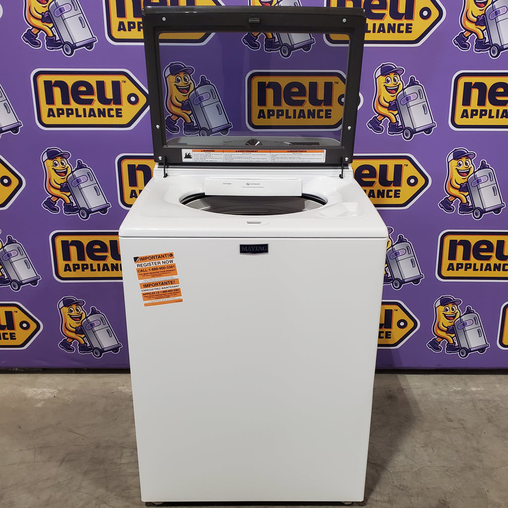 Pictures of Maytag Top Load 4.8 cu ft Washer with Deep Fill and Slow-Close Glass Lid MVW6200KW - Scratch & Dent (Minor) and Maytag 7.0 cu ft Electric Dryer with Moisture Sensing and Quick Dry Cycle 16218 - MED6200KW - Open Box - Neu Appliance Outlet - Discount Appliance Outlet in Austin, Tx