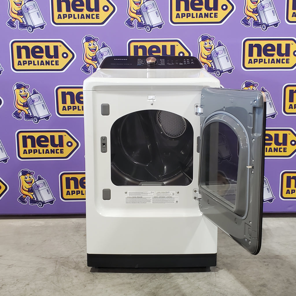 Pictures of Samsung Smart Top Load 5.5 Cu. Ft. with Auto Dispense Washer WA55CG7500AE - Open Box and Samsung 7.4 cu. ft. Vented Smart Gas Dryer in Ivory with Steam Sanitize+ DVG55CG7500E - Scratch & Dent (Minor) - Neu Appliance Outlet - Discount Appliance Outlet in Austin, Tx