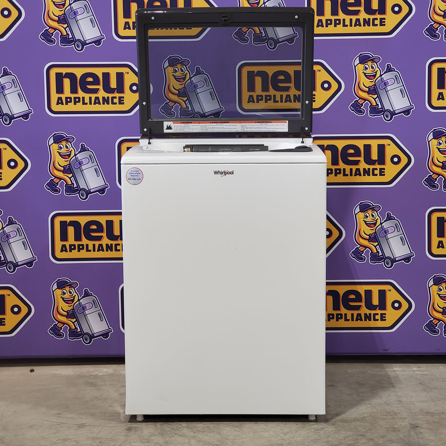 Whirlpool High Efficiency Agitator Large Top-Load Washer in White WTW5105HW - Scratch & Dent (Minor) and Whirlpool 7.4 cu. ft. Electric Dryer with Hamper Door WED8127LW - Scratch & Dent (Minor)
