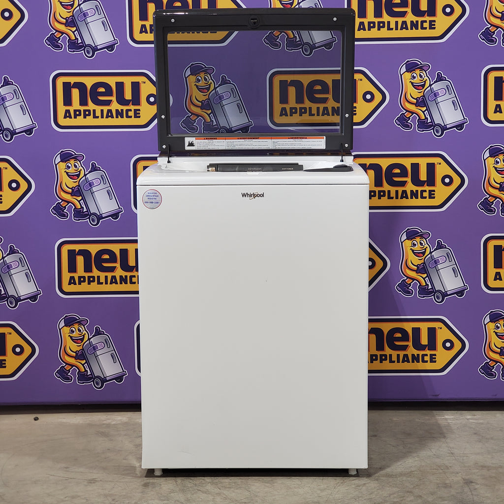 Pictures of Whirlpool High Efficiency Agitator Large Top-Load Washer in White WTW5105HW - Scratch & Dent (Minor) and Whirlpool 7.4 cu. ft. Electric Dryer with Hamper Door WED8127LW - Scratch & Dent (Minor) - Neu Appliance Outlet - Discount Appliance Outlet in Austin, Tx