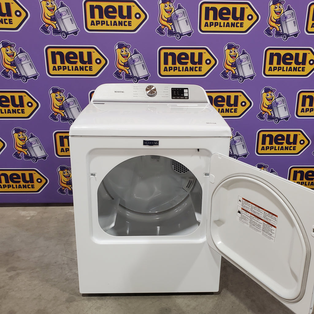 Pictures of Maytag Top Load 4.8 cu ft Washer with Deep Fill and Slow-Close Glass Lid MVW6200KW - Scratch & Dent (Minor) and Maytag 7.0 cu ft Electric Dryer with Moisture Sensing and Quick Dry Cycle 16168 - MED6200KW - Scratch & Dent (Minor) - Neu Appliance Outlet - Discount Appliance Outlet in Austin, Tx