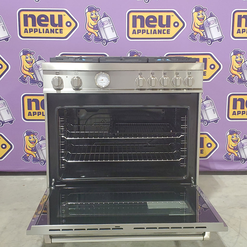 Pictures of Bertazzoni 36" Wide Freestanding Dual Fuel Range with 5 Sealed Burners and 5.9 Cu. Ft. Oven Capacity MAST365DFMXE - Open Box - Neu Appliance Outlet - Discount Appliance Outlet in Austin, Tx