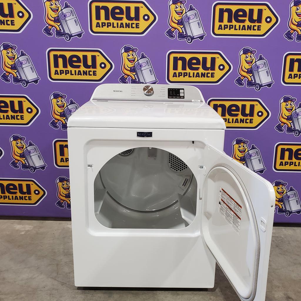 Pictures of Maytag Top Load 4.8 cu ft Washer with Deep Fill and Slow-Close Glass Lid MVW6200KW - Scratch & Dent (Minor) and Maytag 7.0 cu ft Electric Dryer with Moisture Sensing and Quick Dry Cycle 16162 - MED6200KW - Scratch & Dent (Minor) - Neu Appliance Outlet - Discount Appliance Outlet in Austin, Tx