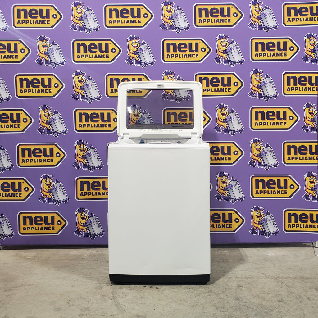 Pictures of Samsung White Top Load 5.0 Cu. Ft. Washer with Active Water Jet WA50R5200AW - Certified Refurbished and Samsung White Electric 7.4 Cu. Ft. Dryer with Sensor Dry DVE50R5200W - Scratch and Dent (Minor) - Neu Appliance Outlet - Discount Appliance Outlet in Austin, Tx