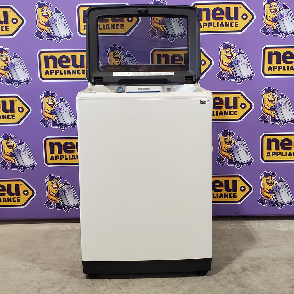 Pictures of Samsung Smart Top Load 5.5 Cu. Ft. with Auto Dispense Washer WA55CG7500AE - Open Box and Samsung 7.4 cu. ft. Vented Smart Gas Dryer in Ivory with Steam Sanitize+ DVG55CG7500E - Scratch & Dent (Minor) - Neu Appliance Outlet - Discount Appliance Outlet in Austin, Tx