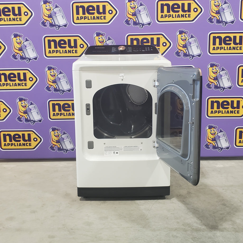 Pictures of 5.5 cu. ft. Samsung Extra-Large Capacity Smart Super Speed Ivory Top Load Washer (Scratch & Dent) - Minor and 7.4-cu ft Electric Steam Sanitize+ Dryer in Ivory (Scratch & Dent) - Minor - Neu Appliance Outlet - Discount Appliance Outlet in Austin, Tx