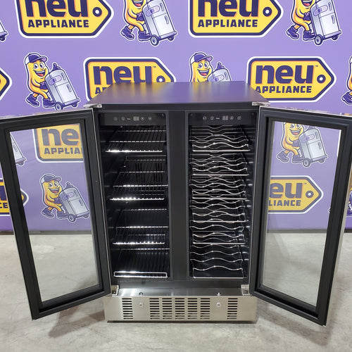 NewAir 23.50-in W 18-Bottles Dual Zone Cooling Built-in/Freestanding Indoor Wine Cooler in Stainless Steel 251315SD1095 - AWB-360DB - Scratch & Dent (Minor)