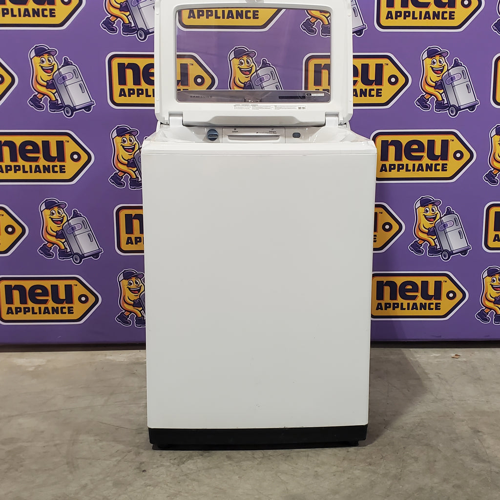 Samsung White Top Load 5.0 Cu. Ft. Washer with Active Water Jet WA50R5200AW - Certified Refurbished and Samsung White Electric 7.4 Cu. Ft. Dryer with Sensor Dry 16085 - DVE50R5200W - Certified Refurbished