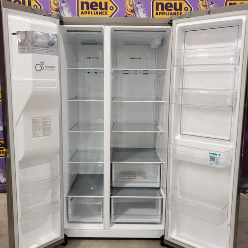 LG Door in Door 27.12-cu ft Standard-Depth 36-in Wide Side-by-Side Refrigerator with Ice Maker, Water and Ice Dispenser in PrintProof Stainless Steel 7SD369 -