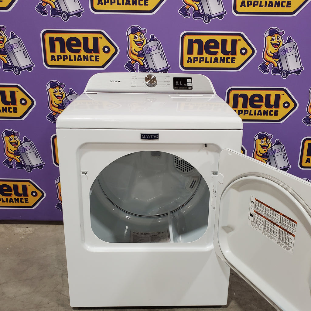 Pictures of Maytag Top Load 4.8 cu ft Washer with Deep Fill and Slow-Close Glass Lid MVW6200KW - Scratch & Dent (Minor) and Maytag 7.0 cu ft Electric Dryer with Moisture Sensing and Quick Dry Cycle 16160 - MED6200KW - Scratch & Dent (Minor) - Neu Appliance Outlet - Discount Appliance Outlet in Austin, Tx