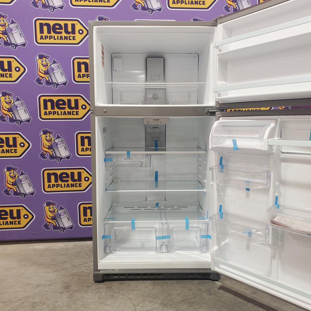 Pictures of Whirlpool 33" Wide 20.5 cu. ft. Top Freezer Refrigerator with Flexi-Slide Bin in Fingerprint-Resistant Stainless Steel 3SD672 - WRT311FZDZ - Scratch & Dent (Moderate) - Neu Appliance Outlet - Discount Appliance Outlet in Austin, Tx