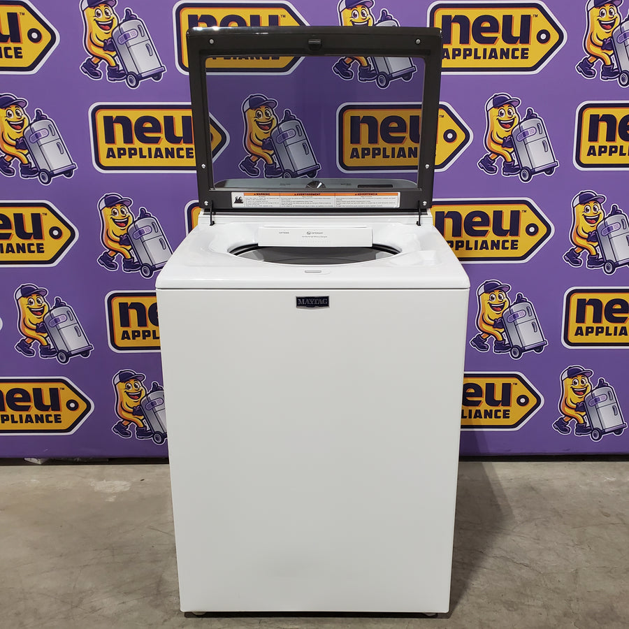 Maytag Top Load 4.8 cu ft Washer with Deep Fill and Slow-Close Glass Lid MVW6200KW - Scratch & Dent (Minor) and Maytag 7.0 cu ft Electric Dryer with Moisture Sensing and Quick Dry Cycle 16203 - MED6200KW - Scratch & Dent (Minor)