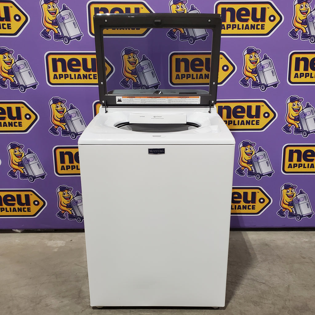 Pictures of Maytag Top Load 4.8 cu ft Washer with Deep Fill and Slow-Close Glass Lid MVW6200KW - Scratch & Dent (Minor) and Maytag 7.0 cu ft Electric Dryer with Moisture Sensing and Quick Dry Cycle 16203 - MED6200KW - Scratch & Dent (Minor) - Neu Appliance Outlet - Discount Appliance Outlet in Austin, Tx