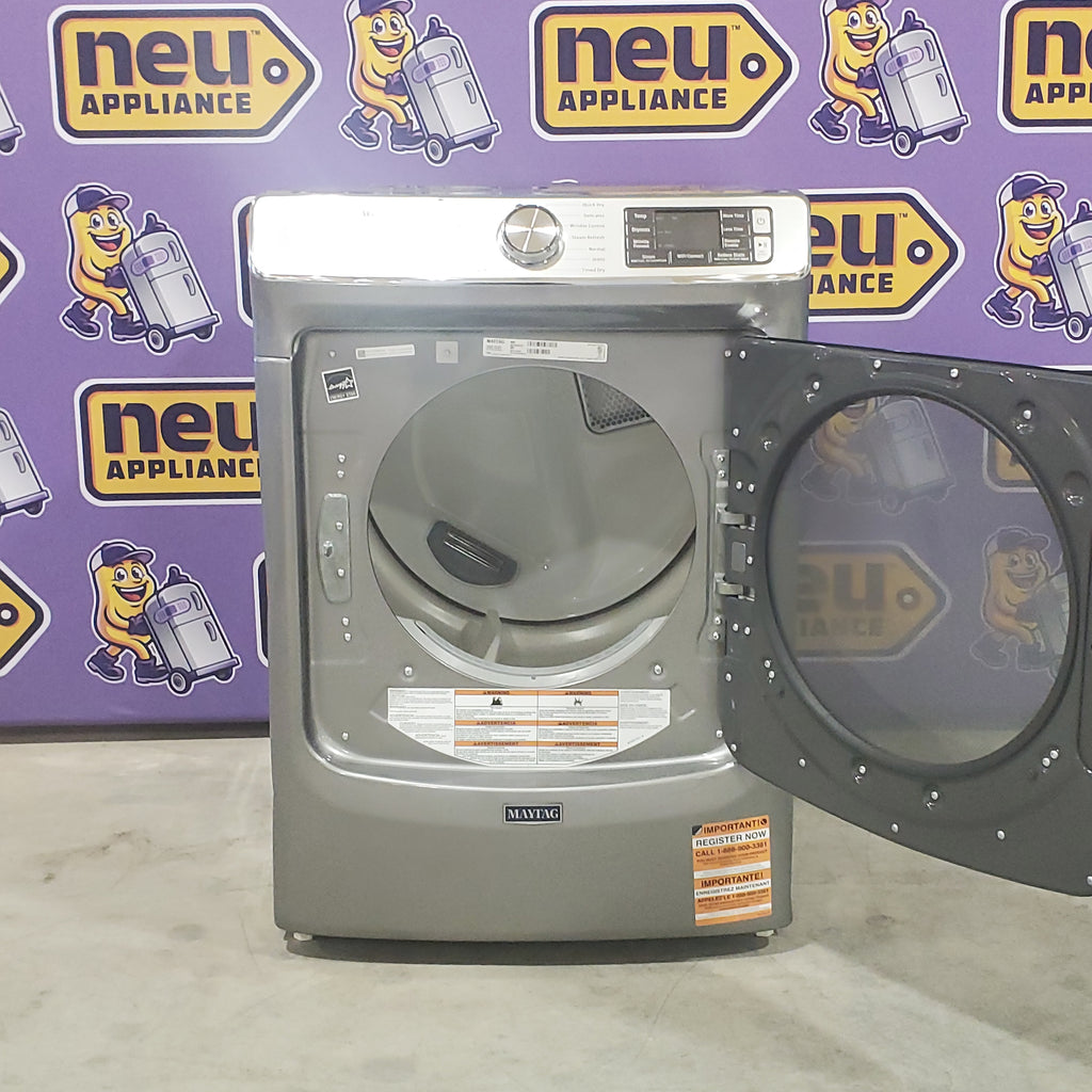 Pictures of Maytag Metallic Slate Smart Front Load Electric 7.3 Cu. Ft. Dryer with Extra Power and Advanced Moisture Sensing Plus MED8630HC - Scratch and Dent (Moderate) - Neu Appliance Outlet - Discount Appliance Outlet in Austin, Tx