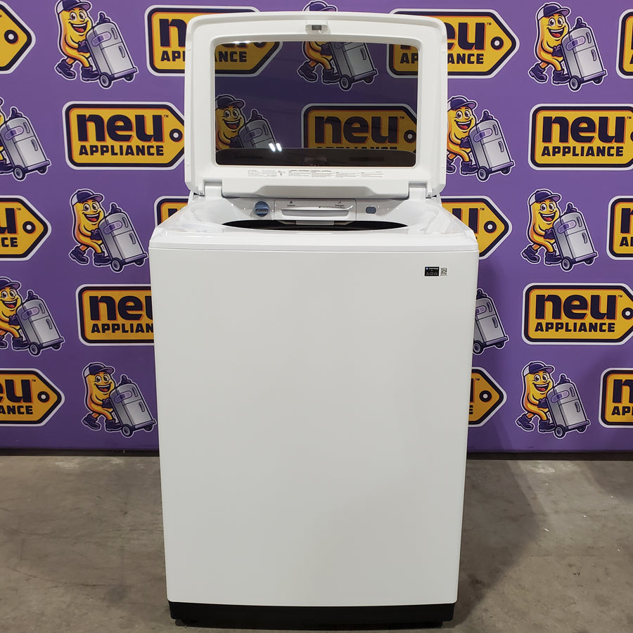 Samsung 5.2 cu. ft. Large Capacity Smart Top Load Washer with Super Speed Wash in White WA52DG5500AW - Open Box and Samsung White Smart Electric 7.4 Cu. Ft. Dryer with Sensor Dry and Steam Sanitize+ 16179 - DVE52A5500W - Scratch & Dent - Minor (Copy)
