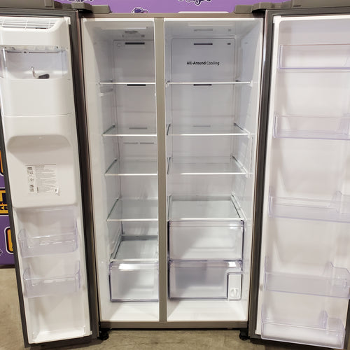 Samsung 27.4-cu ft Side-by-Side Refrigerator with Ice Maker in Fingerprint Resistant Stainless Steel 22133SD187 - RS27T5200SR - Scratch & Dent (Minor)