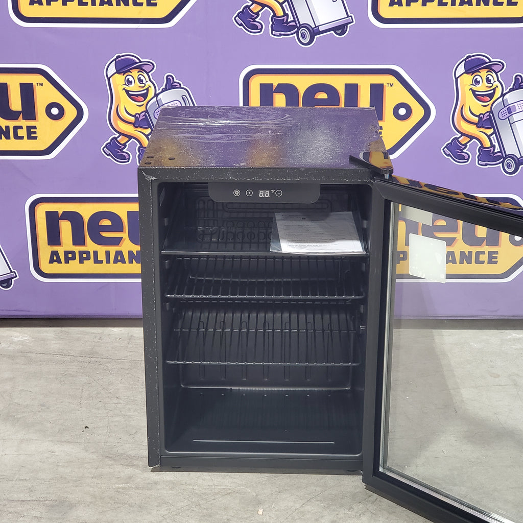 SIMZLIFE 17.4-in 100-Can Black Built-in/Freestanding Beverage Refrigerator Wine Cooler with Insulation Glazed Door SA112 - BR001-95BL - Scratch & Dent (Minor)