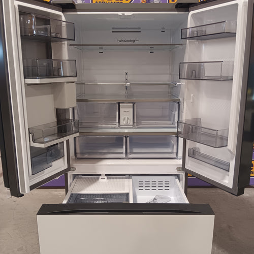 Samsung Bespoke White Glass 3 Door French Door 30 Cu. Ft. Refrigerator with Beverage Center 22131SD86 - RF30BB660012 - Scratch & Dent (Minor)