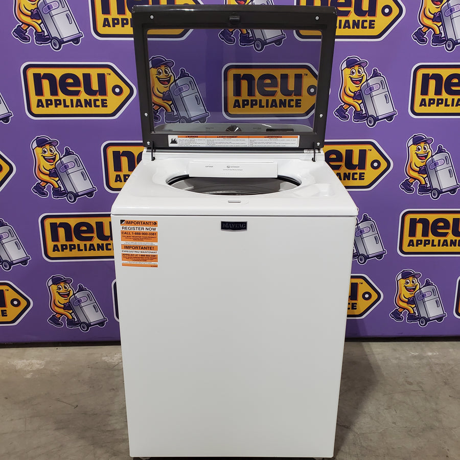 Maytag Top Load 4.8 cu ft Washer with Deep Fill and Slow-Close Glass Lid MVW6200KW - Scratch & Dent (Minor) and Maytag 7.0 cu ft Electric Dryer with Moisture Sensing and Quick Dry Cycle 16195 - MED6200KW - Scratch & Dent (Moderate)