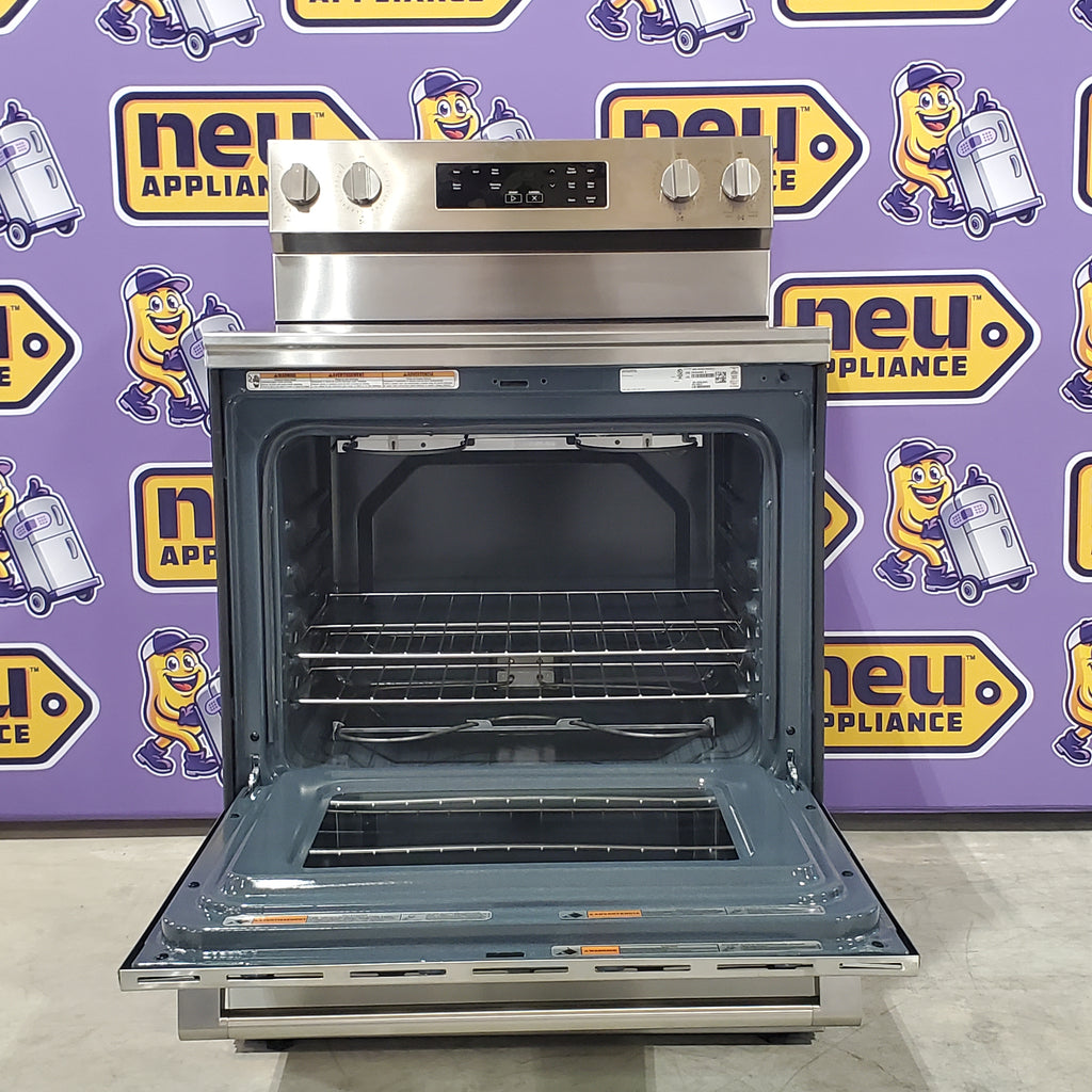 Pictures of Maytag Stainless Steel 30-Inch Wide 5.3 cu. ft. Electric Range With Steam Clean and Edge-to-Edge Ceramic Glass Cooktop MFES4030RS - Scratch & Dent - Minor - Neu Appliance Outlet - Discount Appliance Outlet in Austin, Tx