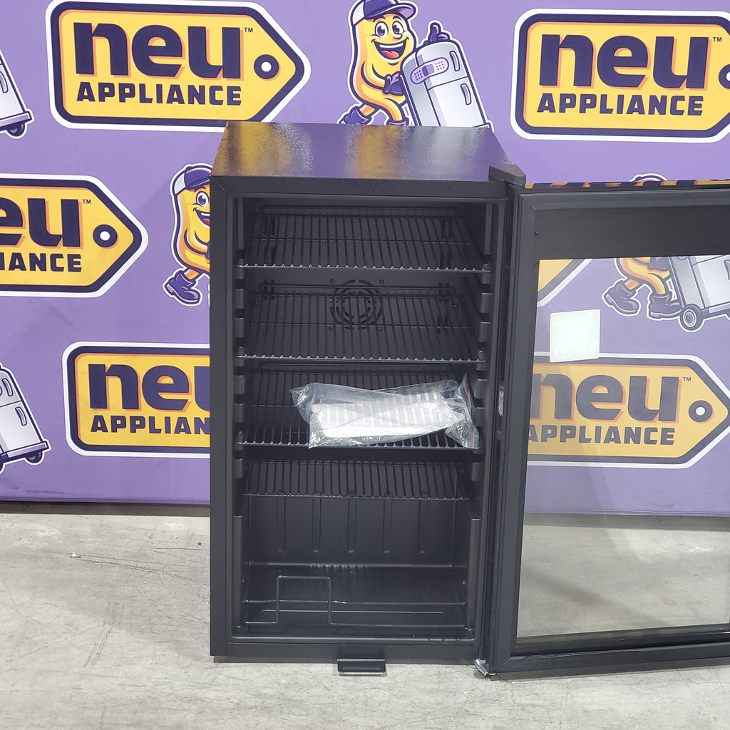 HOOURE 128Cans 3.2 Cu.Ft Glass Door Mini Fridge for Drink Beer Soda Wine, with 4 Adjustable Removable Shelves in Stainless Steel 25133SD535 - TAYL86 - Scratch & Dent (Minor)